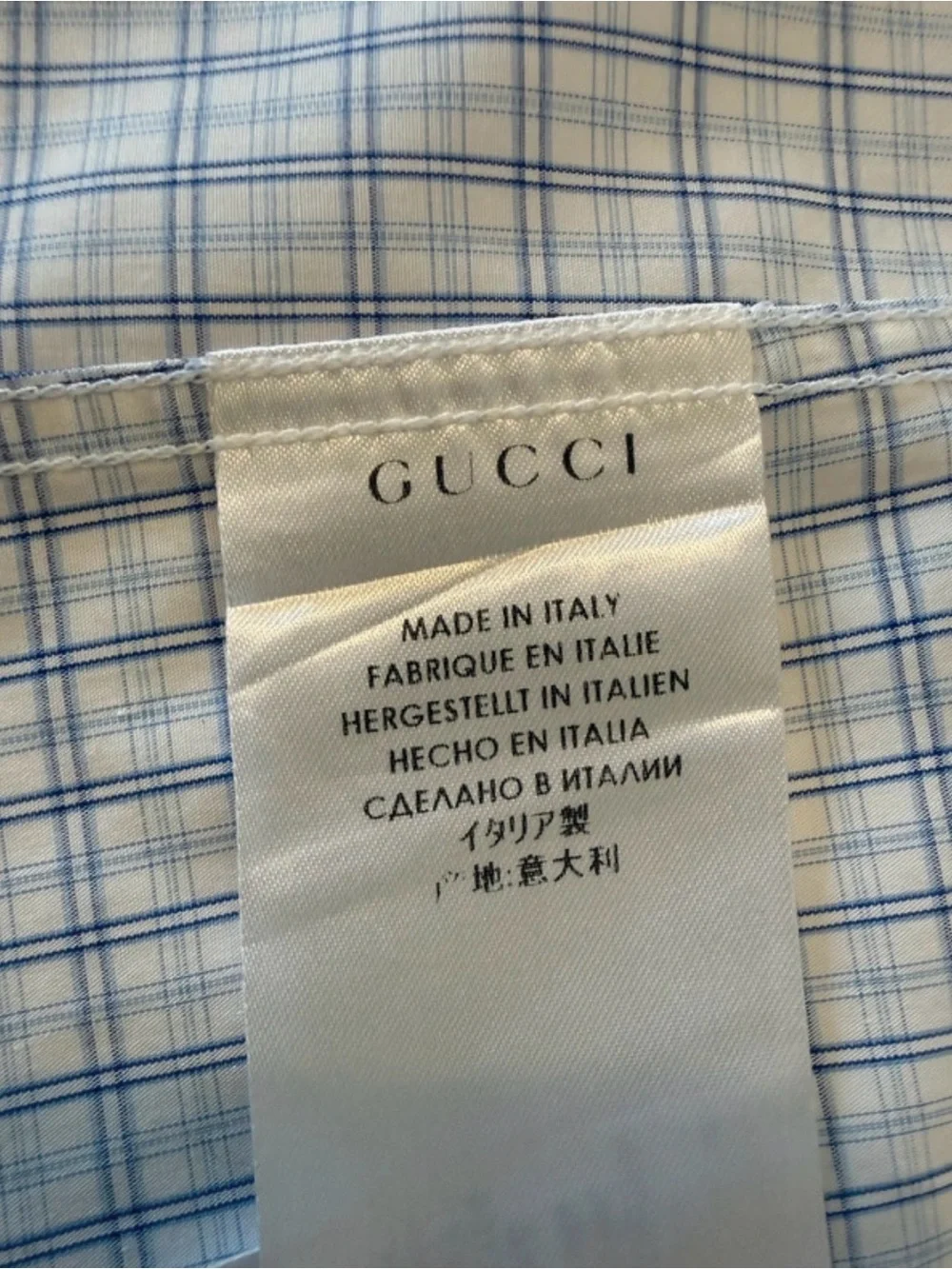 Gucci Men’s Classic Fit Dress Shirt Sz 39/15.5 Blue Plaid Long Sleeve Button  Up